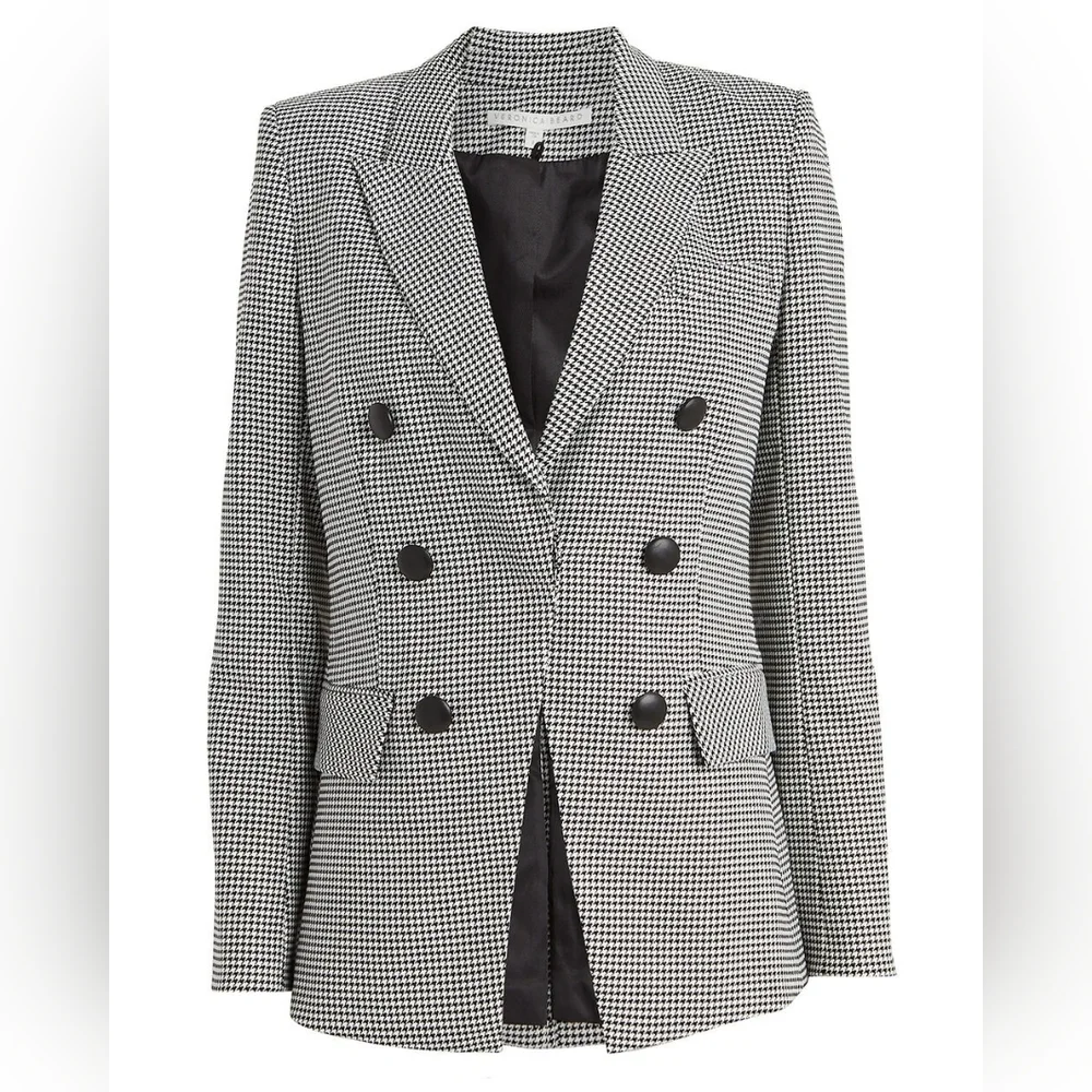 Veronica Beard 0 Leon Dickey Blazer houndstooth tweed black tweed